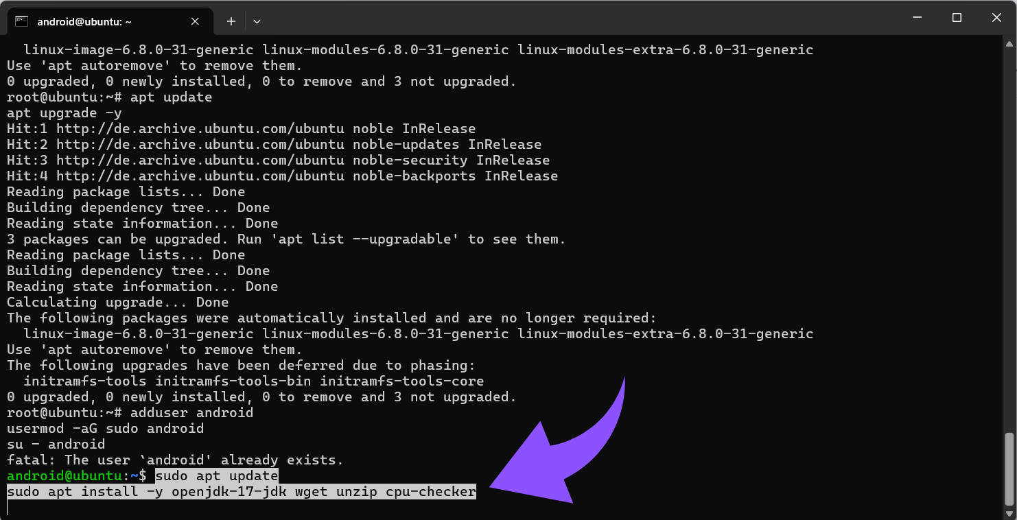 Installiere Abhängigkeiten und überprüfe die KVM-Unterstützung