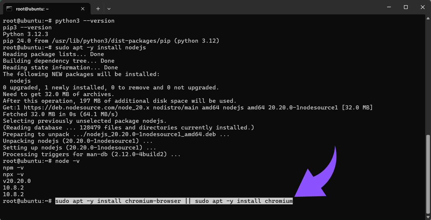 sudo apt -y install chromium-browser sudo apt -y install chromium.png