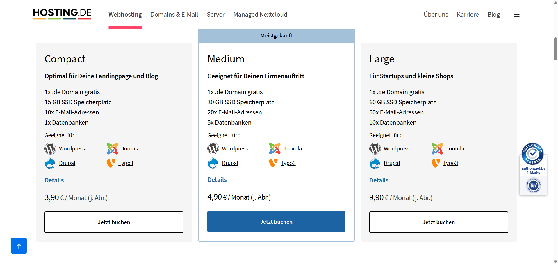 Hosting.de Pricing