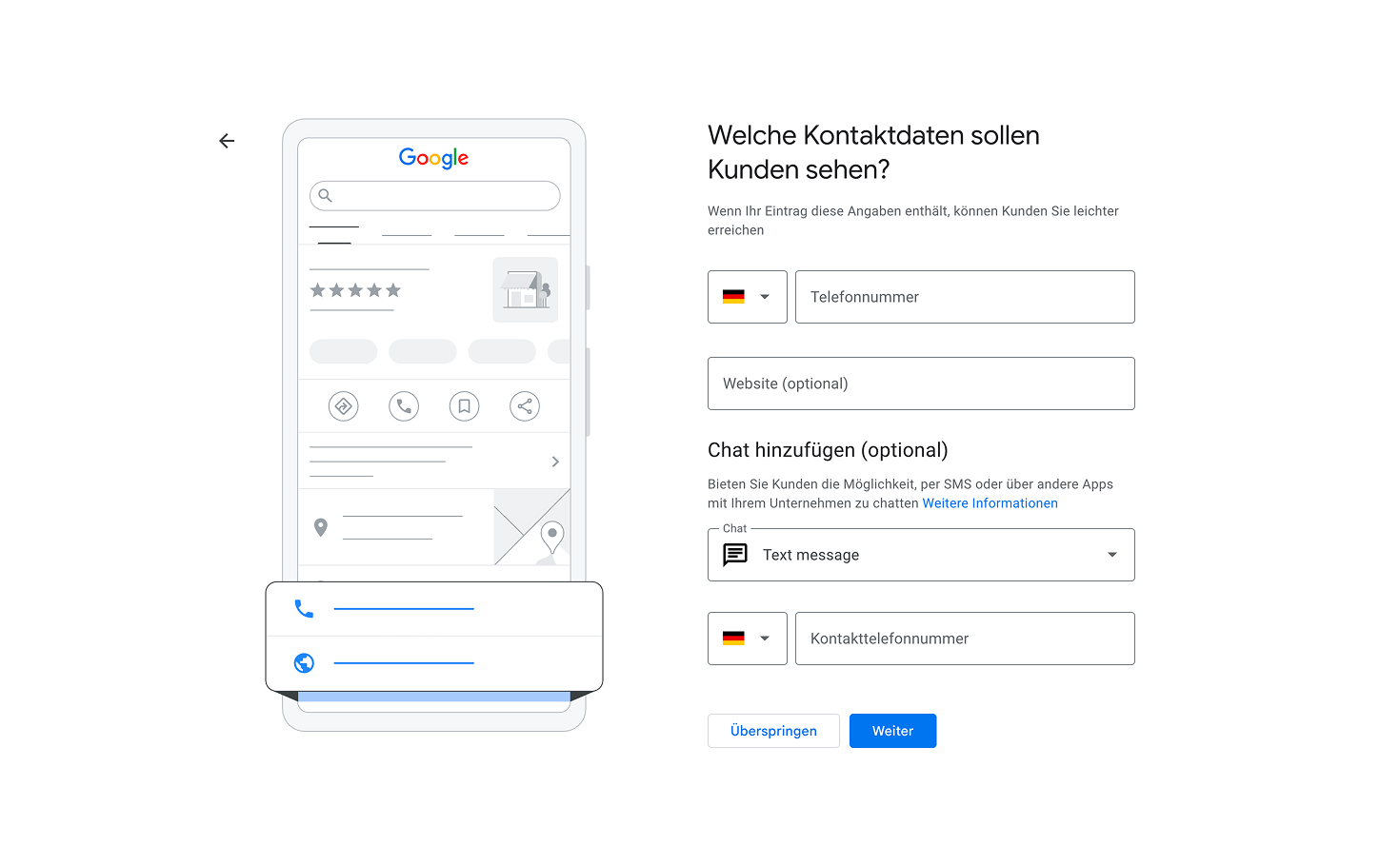 Kontaktdaten eintragen
