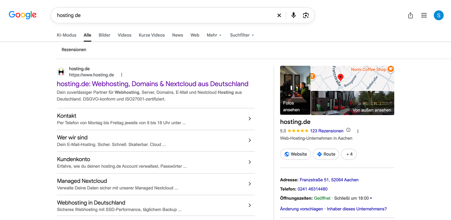 vollständiges Google Unternehmensprofil