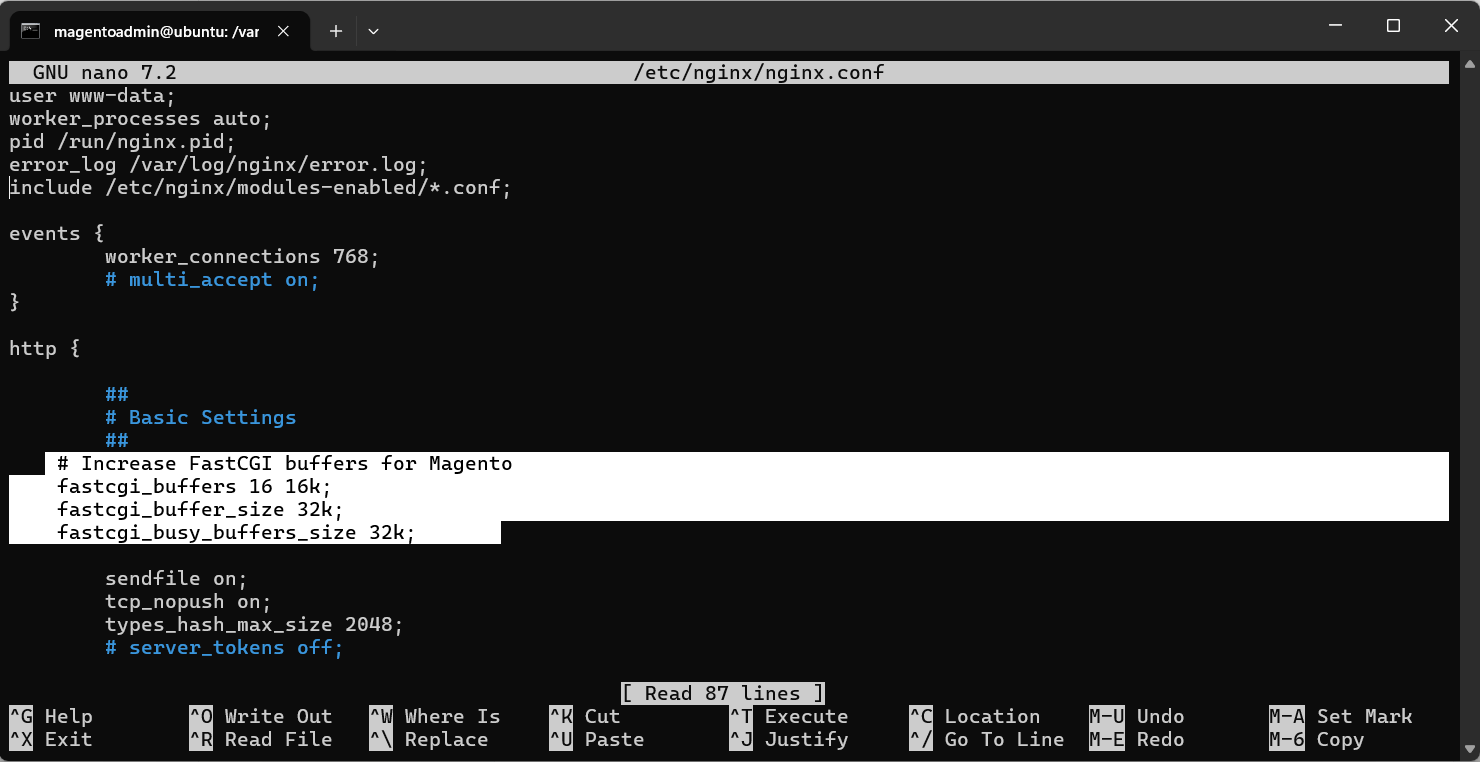 FastCGI-Puffer vergrößern