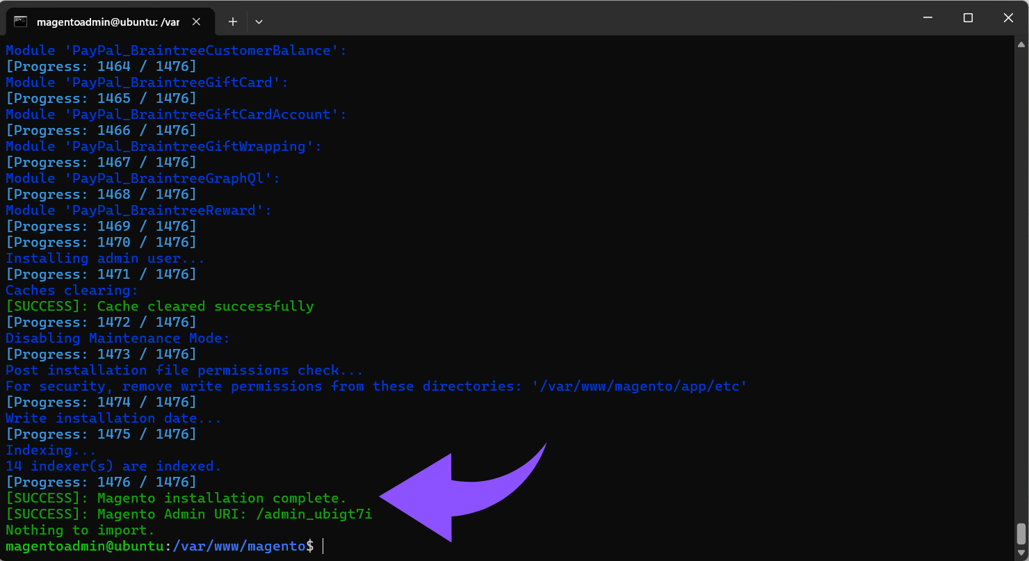 Installation erfolgreich