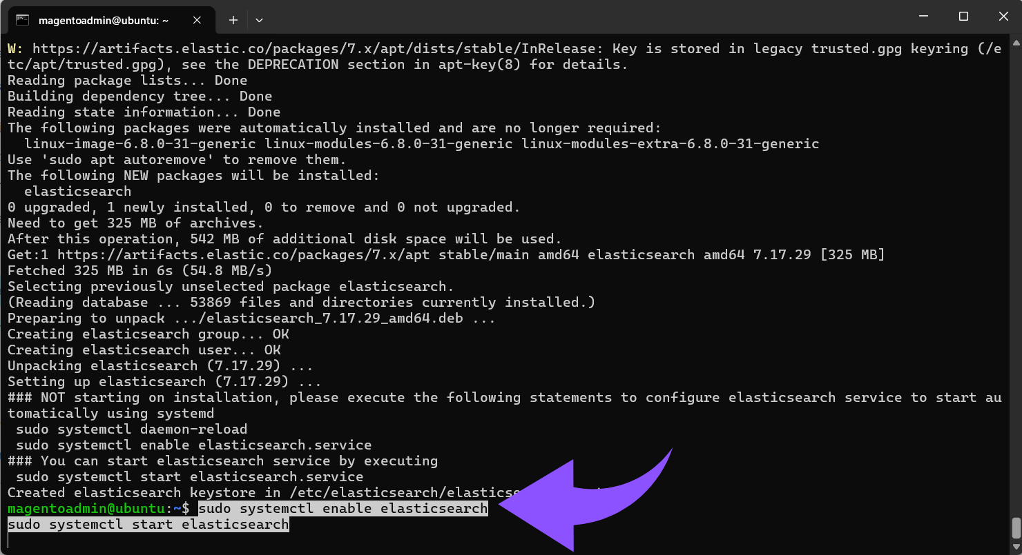 sudo systemctl enable elasticsearchsudo systemctl start elasticsearch.png