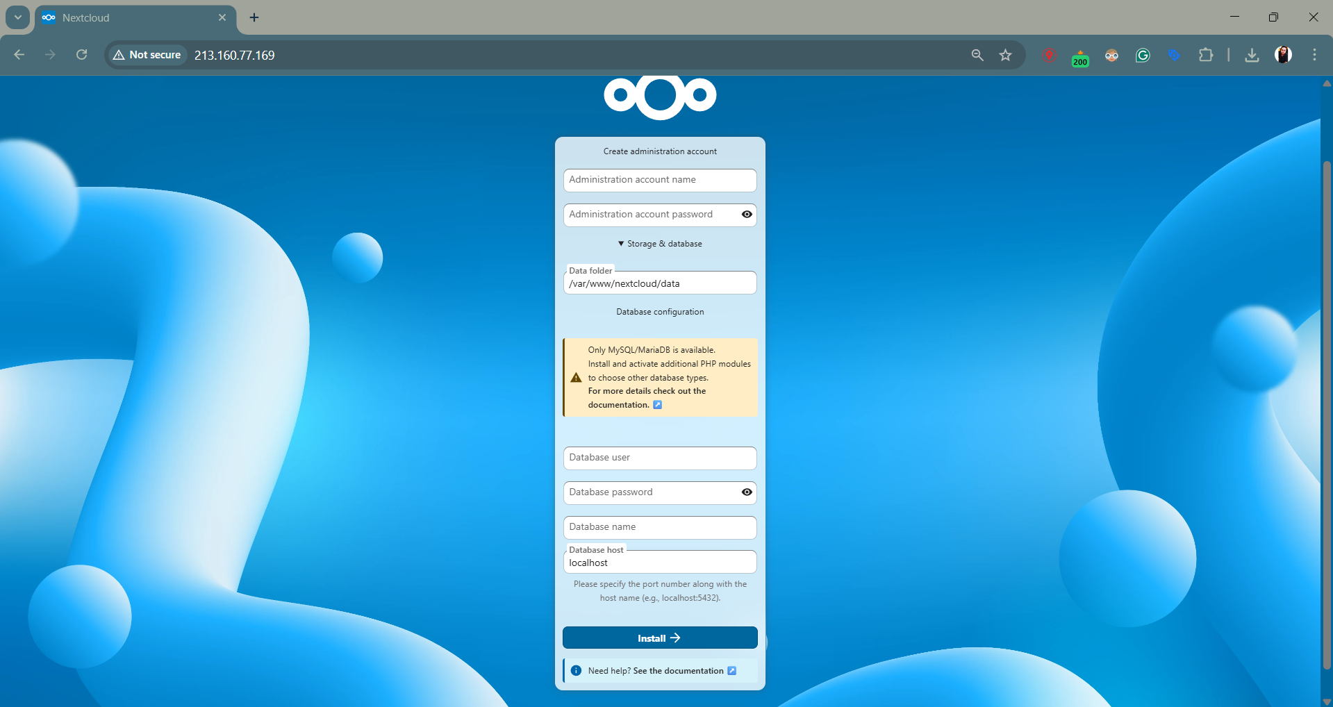 Complete the Nextcloud setup in your browser.png