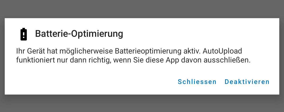 Nextcloud Batterie-Optimierung deaktivierten