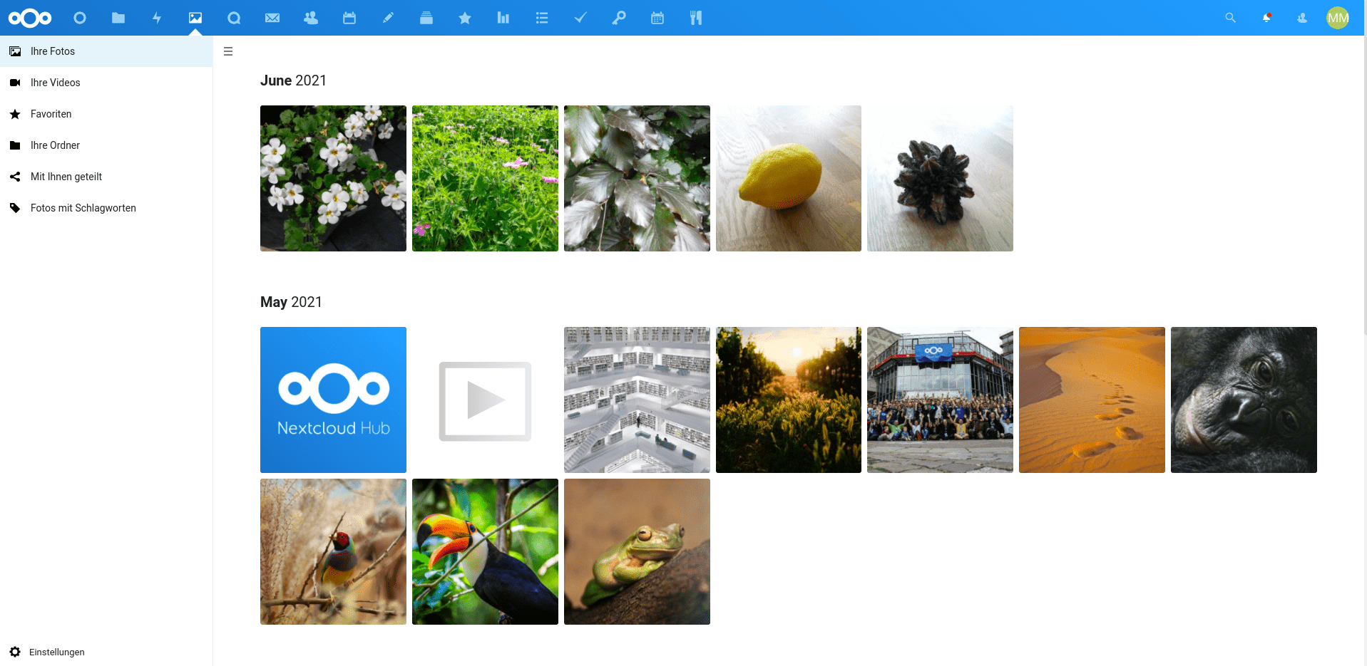 Nextcloud Fotos Weboberfläche