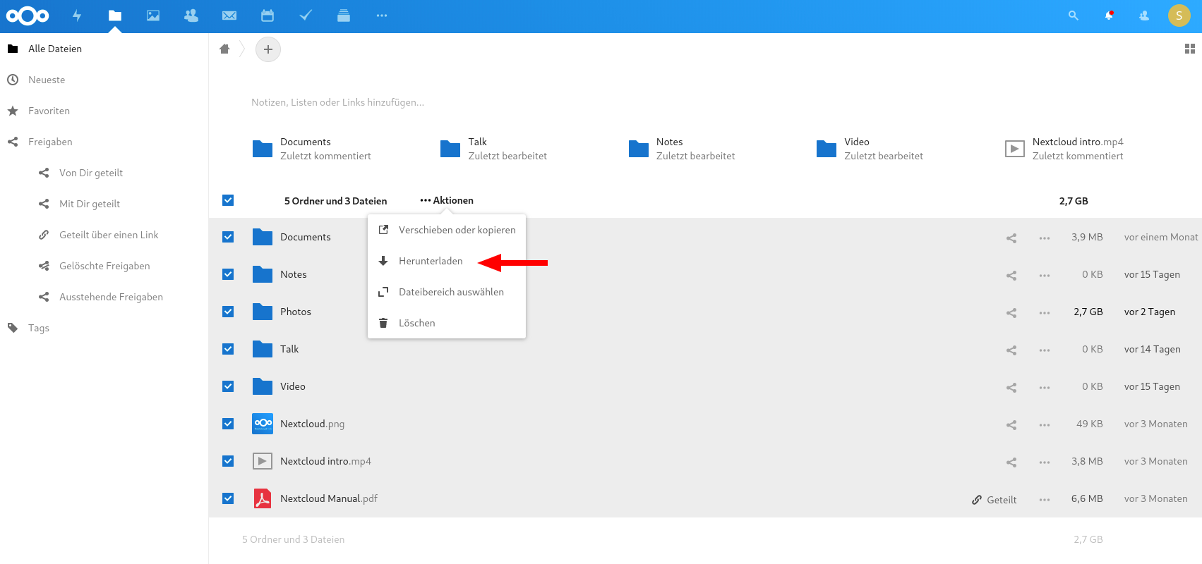 Nextcloud Datei Download