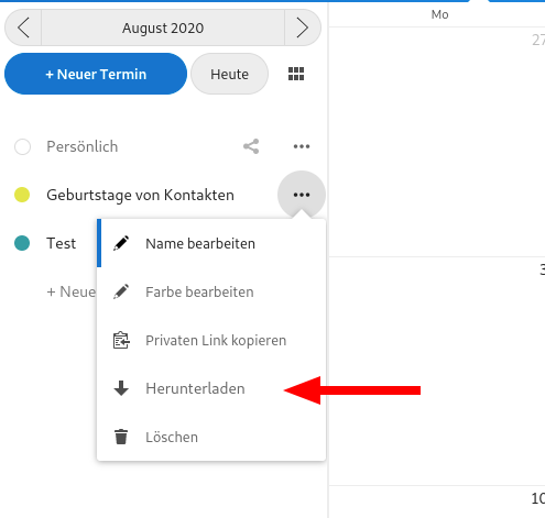 Nextcloud Kalender Download