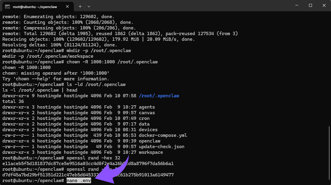 Erstelle Deine .env-Datei