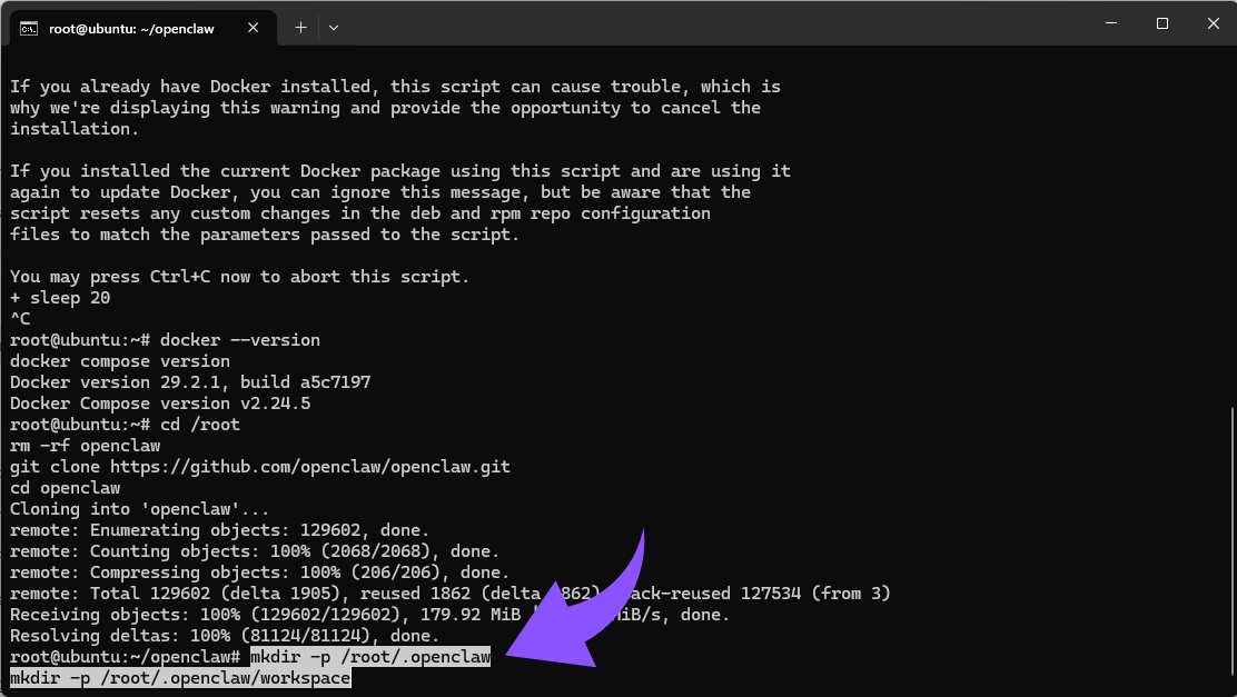 Erstelle die Ordner.