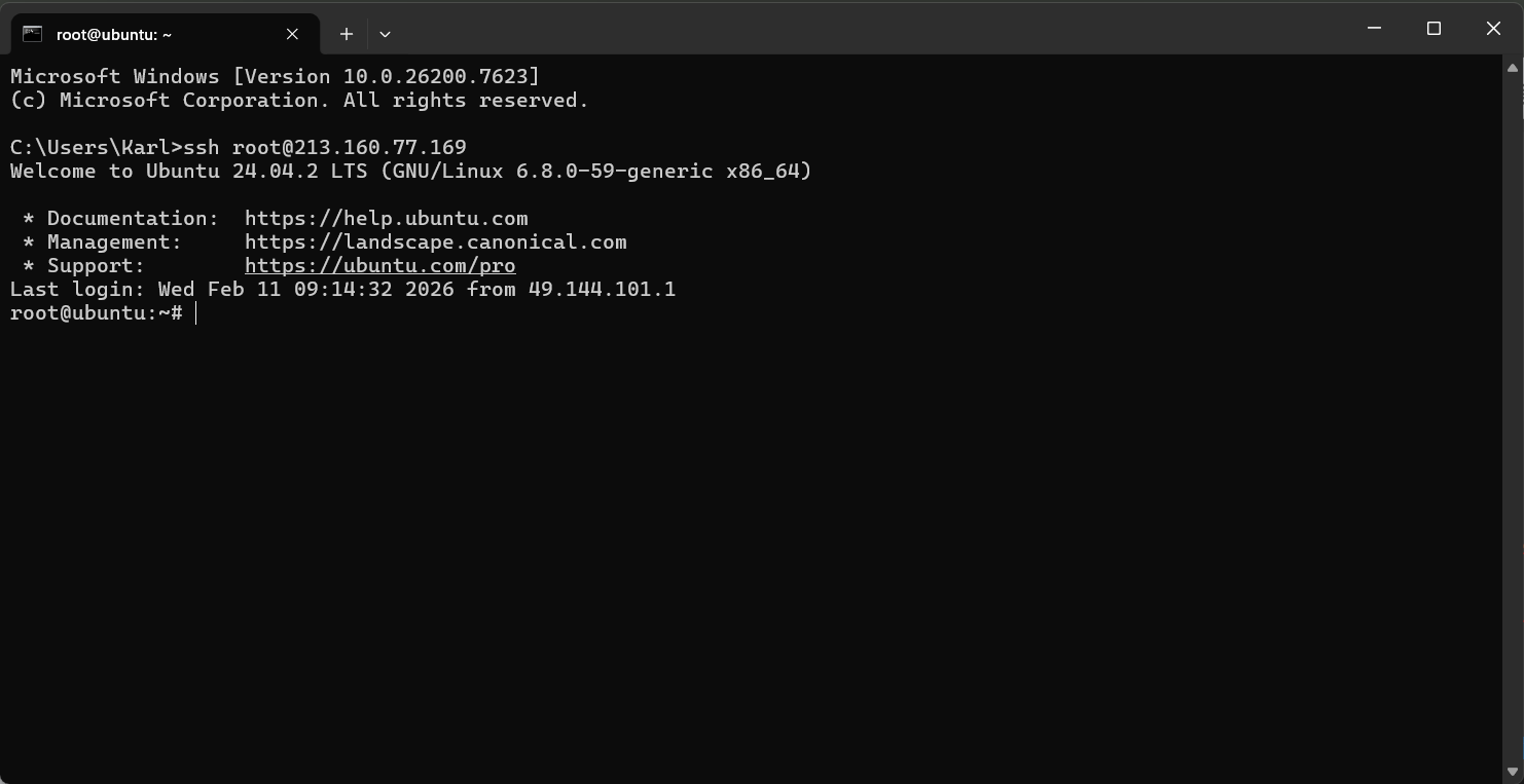 Verbinde Dich mit dem VPS