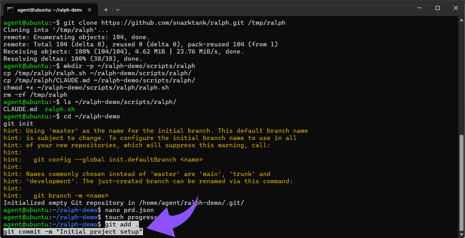 git add . git commit -m Initial project setup.png