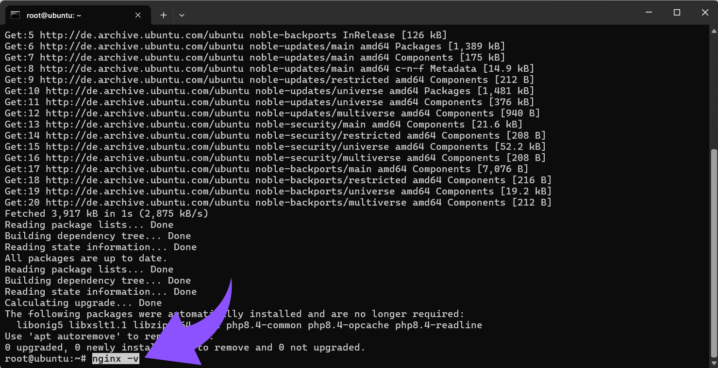 Stell sicher, dass Dein Webserver installiert ist
