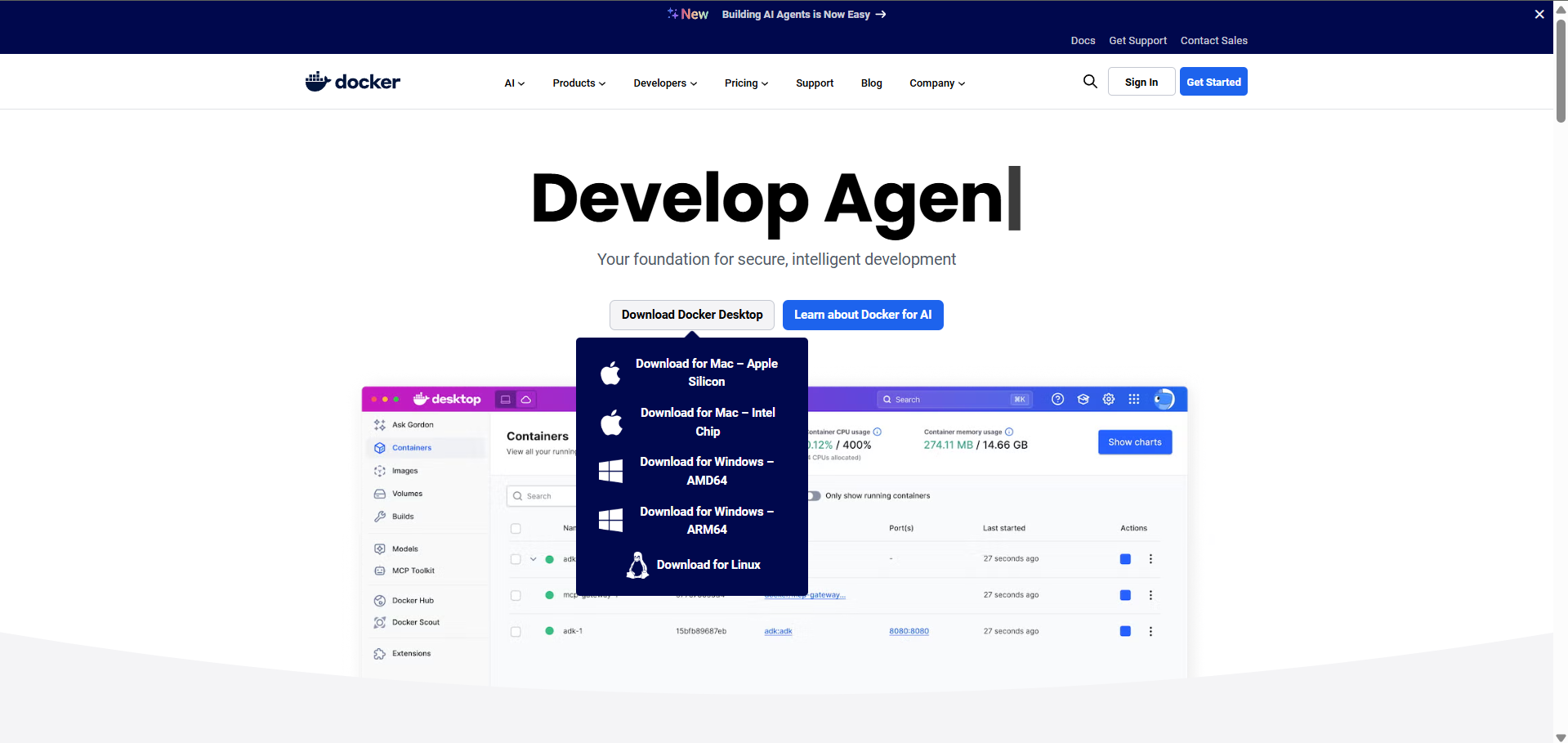 Installiere und öffne Docker Desktop