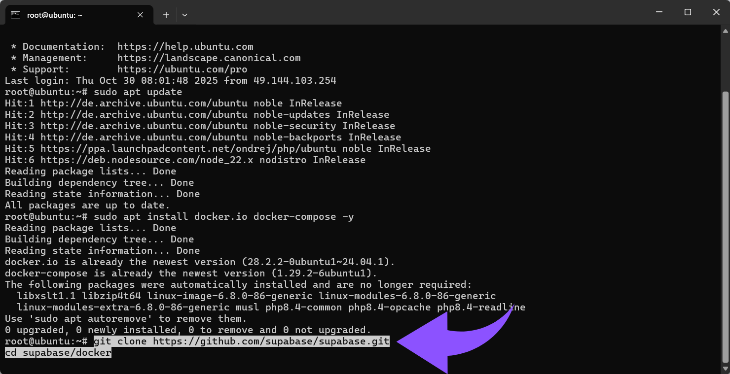 Klone das Supabase-Repository