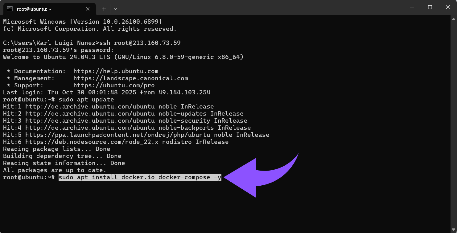 sudo apt install docker.io, docker-compose -y.png
