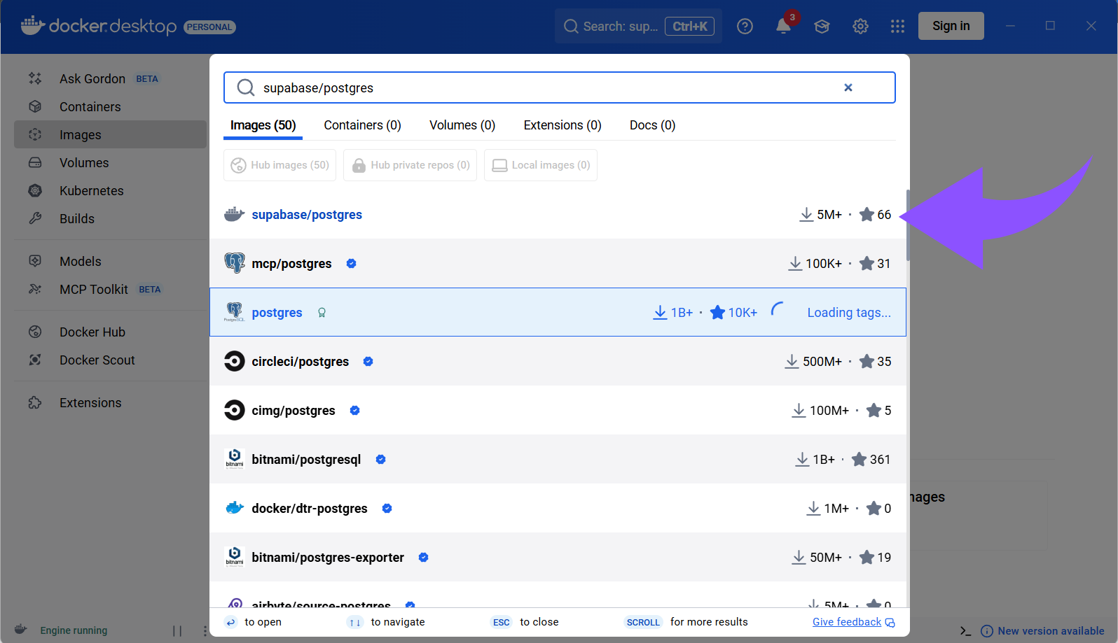 Offizielle Supabase-Bilder ziehen