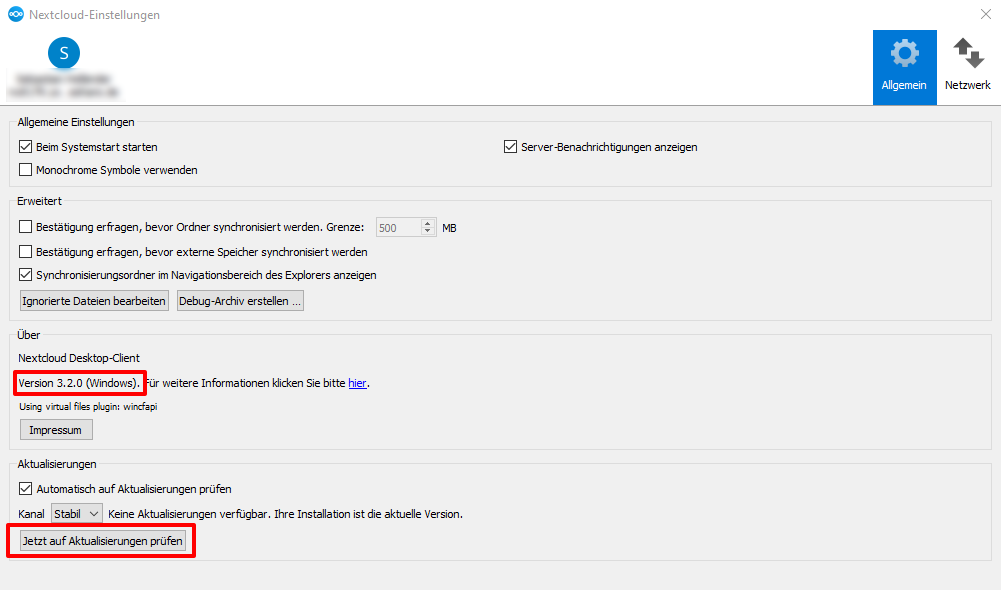 Nextcloud Client Aktualisierung